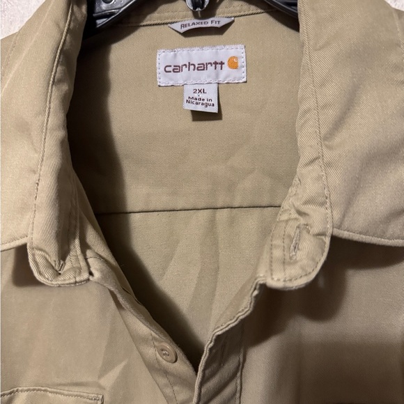 Carhartt Work Shirt Mens 2XL Button-Up Tan Long Sleeve Pockets S224 KHI Adult - Picture 2 of 4